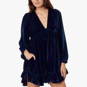 Free People Navy Velvet Mini Dress
